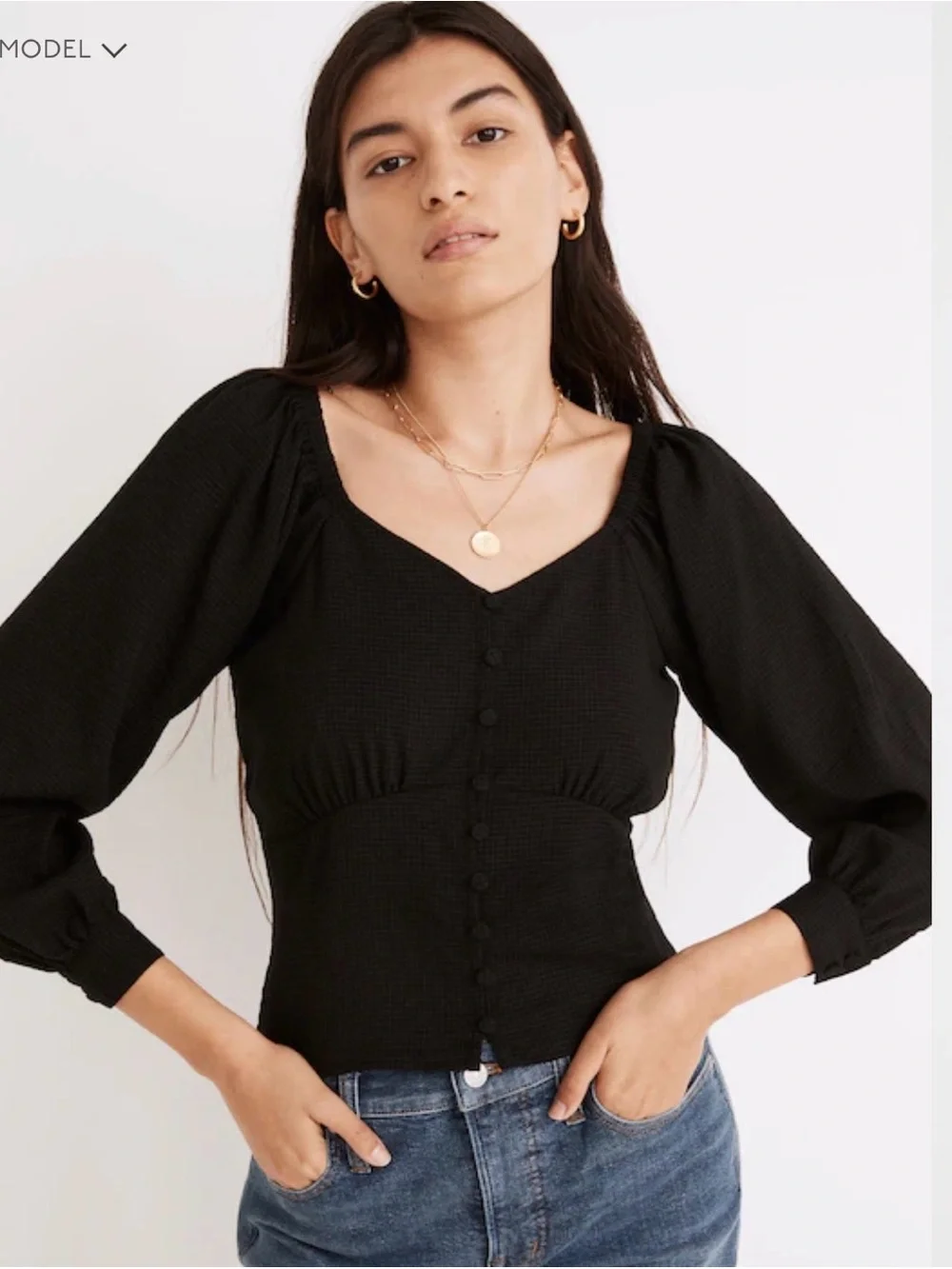 Madewell Preston Puff Sleeve Top, XS